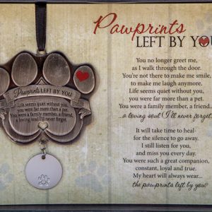pawprints left by you medallion pet loss ornament